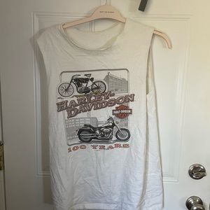 Vintage Harley Davidson 100 Year Anniversary Cut Off T-Shirt